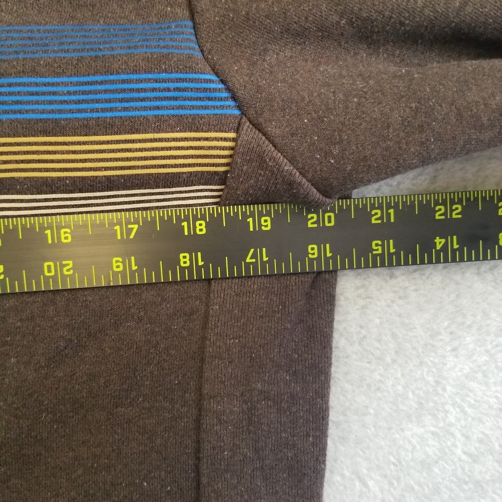 Patagonia Hoodie Mens Small Brown Uprisal Striped Fitz Roy Patch Fleece Outdoor - Picture 7 of 10